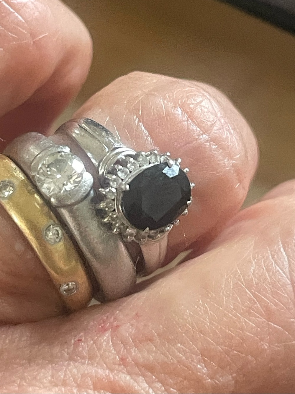 Platinum diamond 1.72 sapphire ring size 6.5